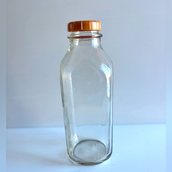 Other - Vintage Stanpac Clear Glass Milk Bottle with Lids